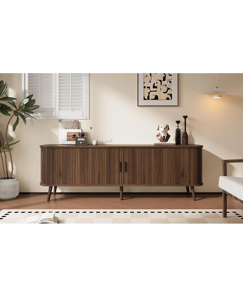 Streamdale Furniture 70-inch Modern Tv Stand for TVs up to 80'' with Storage and Solid-Wood Legs