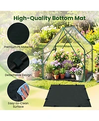 Sugift Mini Greenhouse Metal Frame with Waterproof Bottom Mat and Wind Ropes