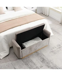 Streamdale Furniture 49'' Upholstered Storage Bench with Gold Metal Base