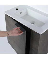 Sillysis 22 Inch Wall Mounted Bathroom Vanity with Ceramic Sink, Soft Close Door, Modern Floating Cabinet
