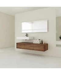 Sillysis 59 Inch Wall Mounted Bathroom Vanity with Resin Sink, 3 Soft Close Drawers, Modern Floating Cabinet for Spacious Storage