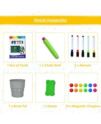 Mecale 3-in-1 Kids Art Easel with Chalk, Marker, and Magnet Board