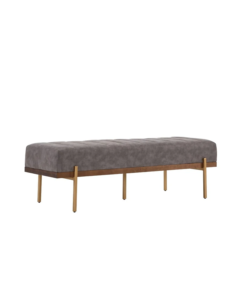 Streamdale Furniture Upholstered Channel Tufted Ottoman Bench Seat with Gold Legs