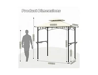 Boyel Living Outdoor Double-Tiered Grill Gazebo Canopy with 2 Shelves and 7 Hooks