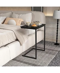 Gymax C-shaped End Table Vintage Accent Couch Table w/ Heavy-duty Metal Frame