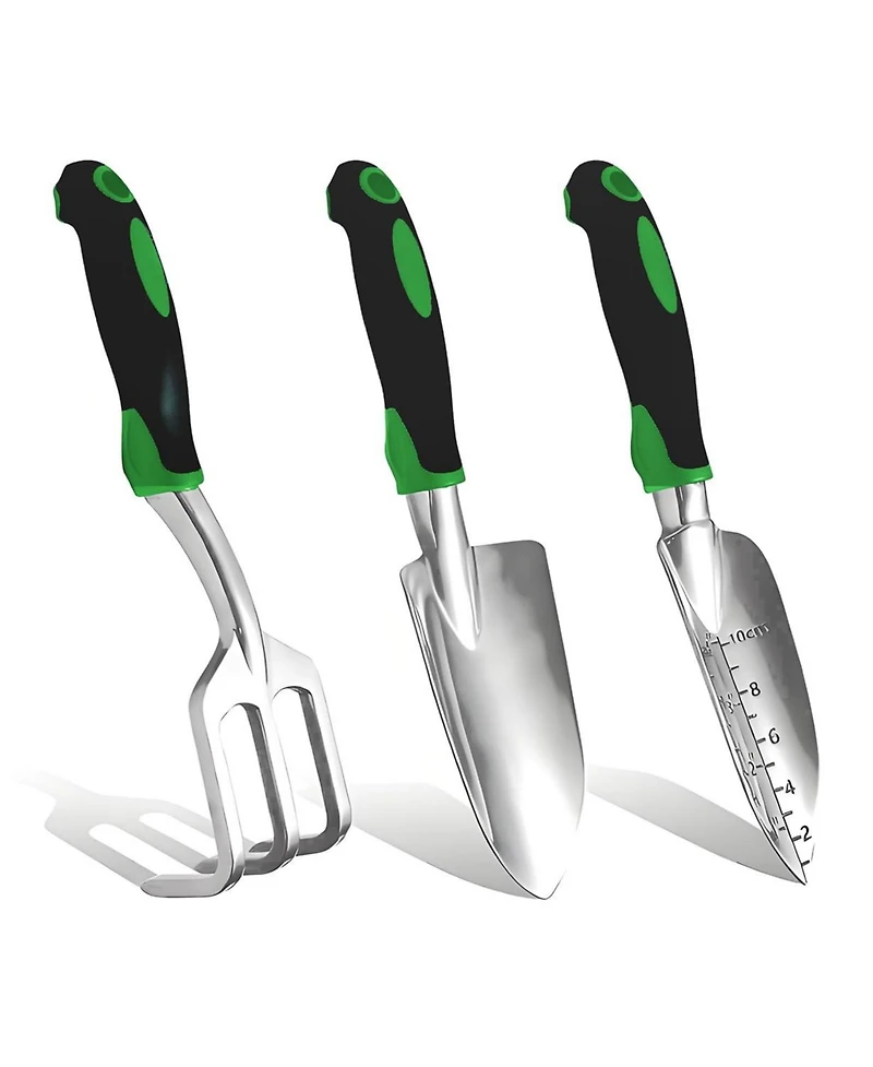 Xdovet Garden Tool Set Cast Aluminum Trowel Rake Cultivator Rubber Handle