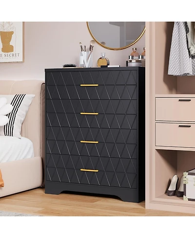 homfan Tall 4 Drawer Dresser with Handles for Bedroom, Closet, Living Room, and Hallway