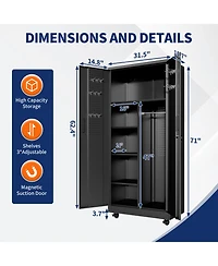 Viyet 71-Inch Metal Storage Cabinet - Heavy-Duty Mobile Steel Wardrobe with Hanging Rod