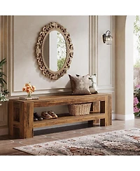 Slickblue Farmhouse Entryway Bench with Wooden Shoe Shelf