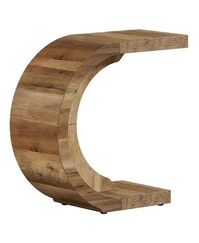 Slickblue C-Shaped Wood End Table for Sofa or Couch