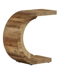 Slickblue C-Shaped Wood End Table for Sofa or Couch