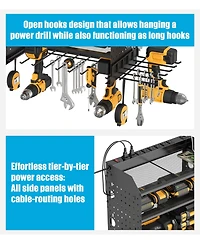 Xdovet Modular Power Tool Storage and Charging Station 4-Tier Wall Mounted Drill Organizer