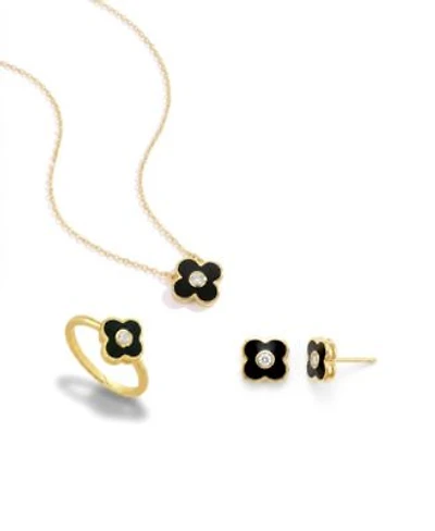 Giani Bernini Black White Clover Jewelry Collection In 14k Gold Plated Sterling Silver
