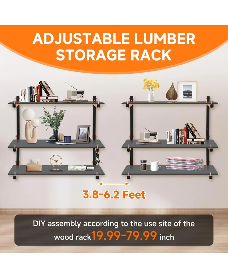 Xdovet Lumber Rack Wall Mount Wood Storage Organizer Metal Shelving Indoor Outdoor