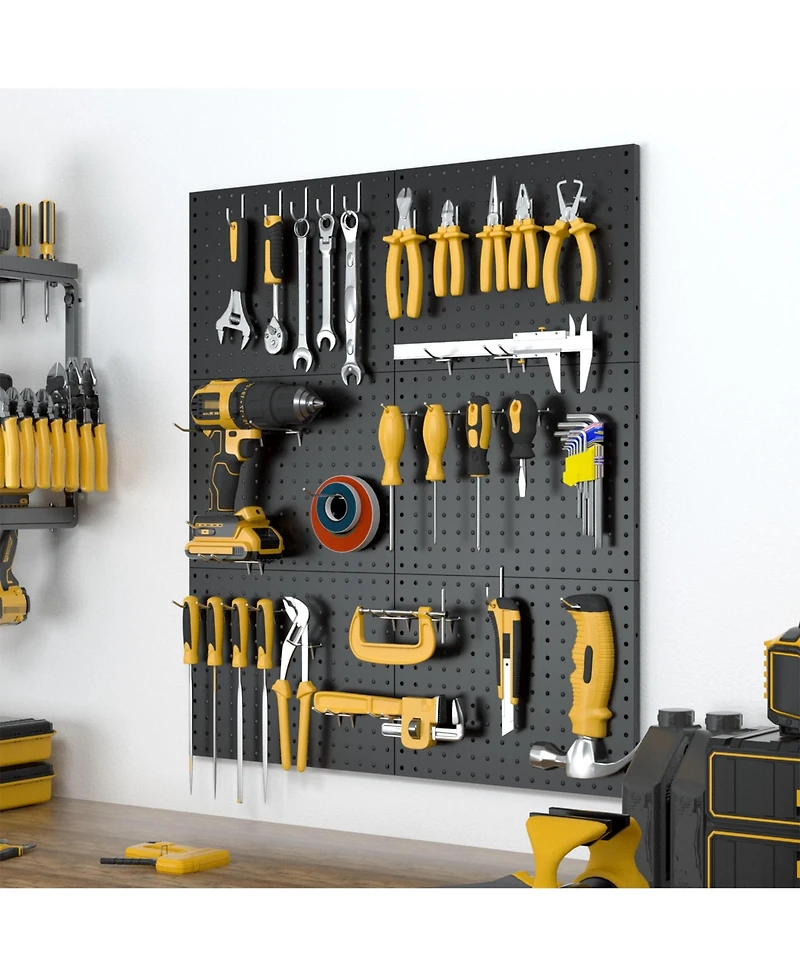 Xdovet Metal Pegboard Wall Organizer With Hooks Heavy Duty For Home Storage Office Organization Craft Room Kitchen