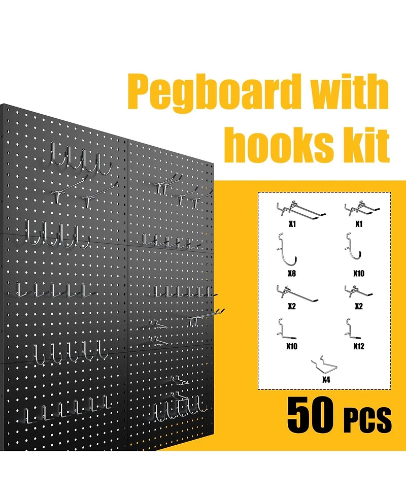 Xdovet Metal Pegboard Wall Organizer With Hooks Heavy Duty For Home Storage Office Organization Craft Room Kitchen
