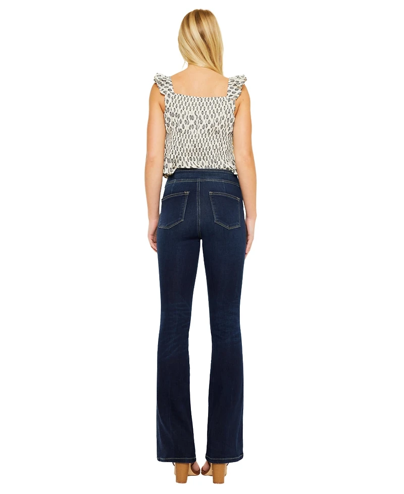 KanCan Women's Seren High Rise Exposed Button Bootcut Jeans