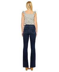 KanCan Women's Seren High Rise Exposed Button Bootcut Jeans