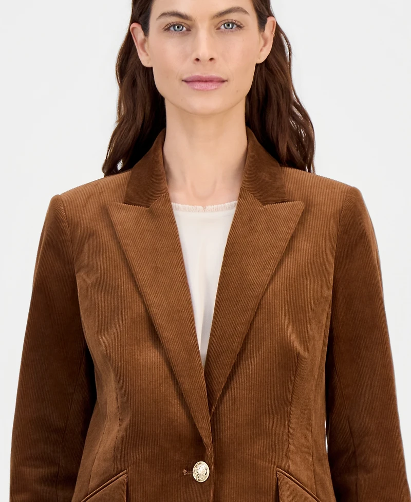 Tahari Asl Women's Single-Button Corduroy Jacket