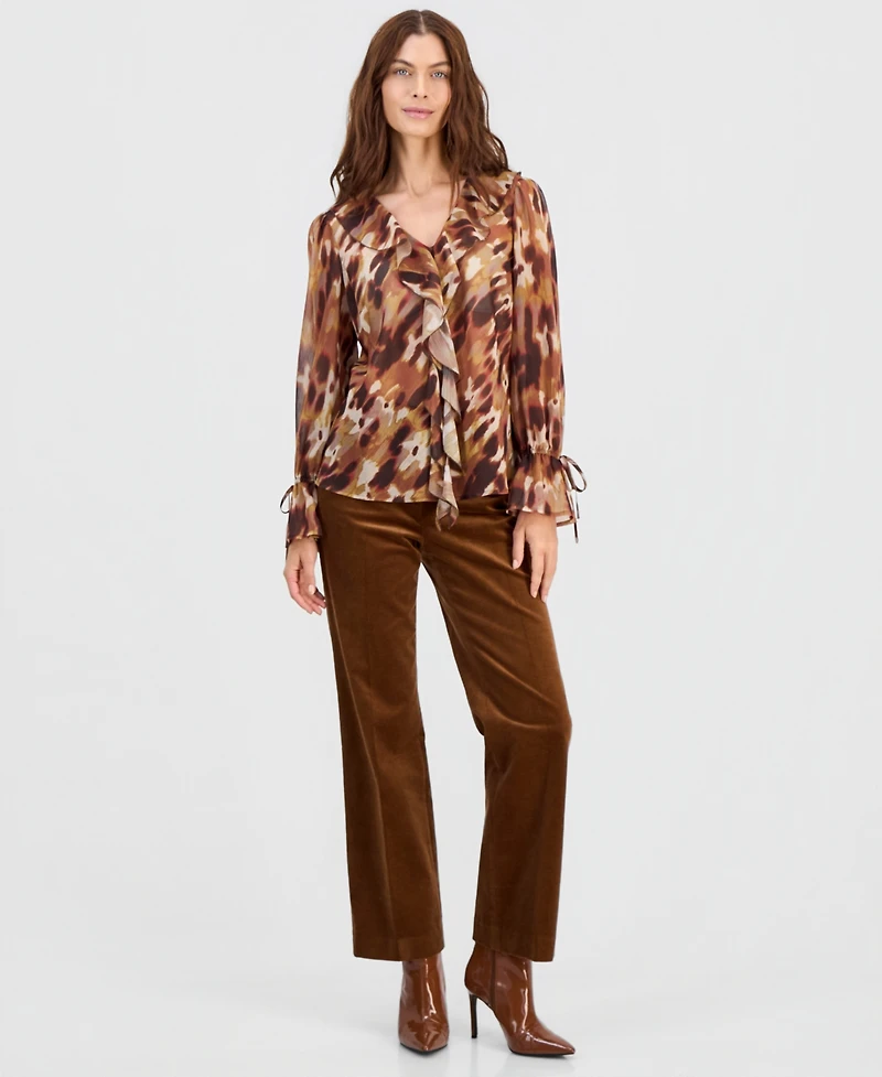 Tahari Asl Women's Ruffled Tie-Cuff Top