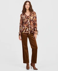Tahari Asl Women's Ruffled Tie-Cuff Top