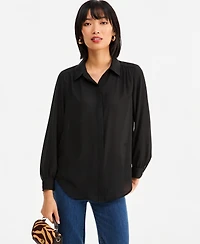 I.n.c. International Concepts Women's Long-Sleeve Collared Button-Down Tunic Blouse, Macy's Exclusive
