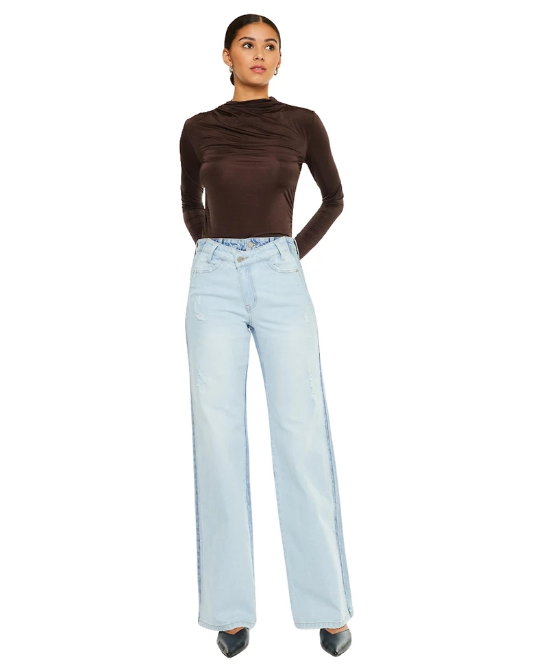 KanCan Women's Clara High Rise Wide-Leg Jeans