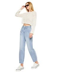 KanCan Women's Rea Ultra High Rise Tapered Wide-Leg Jeans