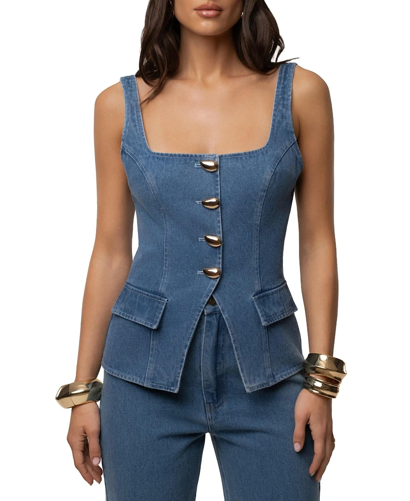 Jluxlabel Women's Step Forward Denim Top