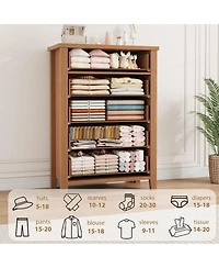 homfan 5 Drawer Dresser with Wide Top and Anti Tip Kit, Tall Storage Chest for Bedroom, Nursery, Living Room, Entryway