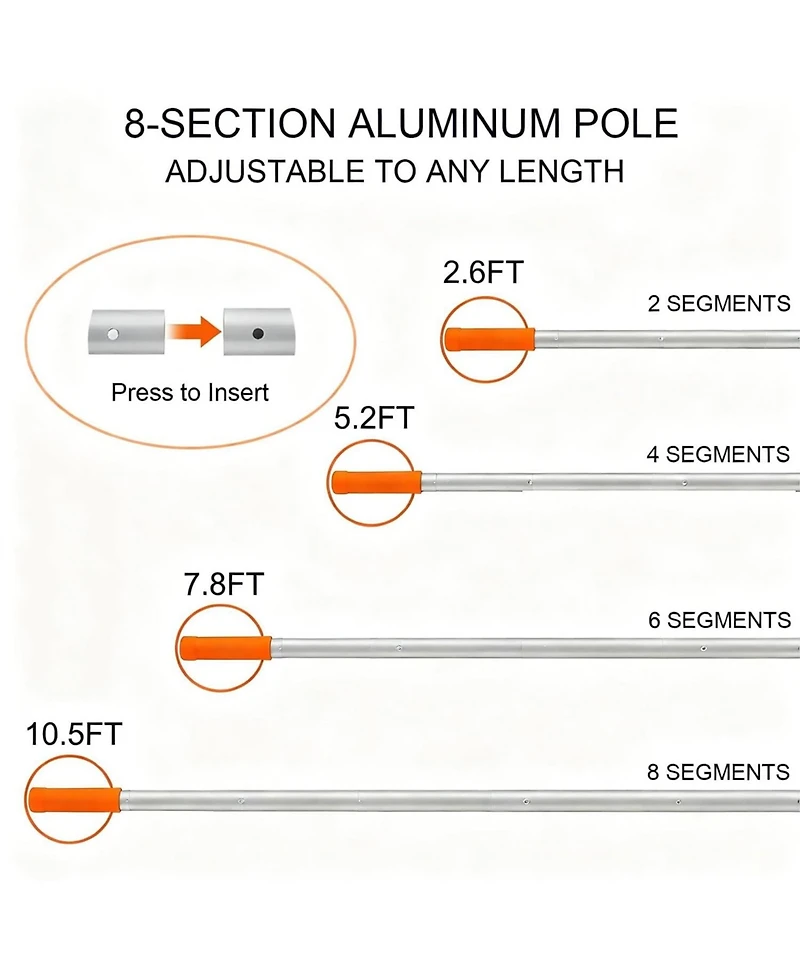 Xdovet Pool Skimmer Net Aluminum Pole Leaf Rake