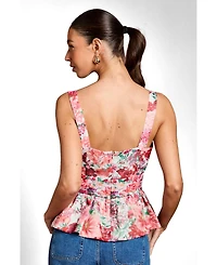 Coast Women's Ruffled Square Neck Peplum Blouse