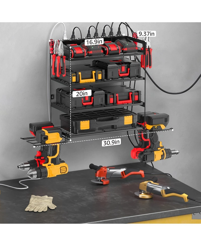 Xdovet Charging Station Drill Holder Wall Mount Rack 4 Layer