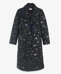 CeCe Women's Sequin Floral Notch-Collar Coat, Created for Macy's