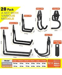 Xdovet Heavy Duty Wall Mounted Storage Hooks for Tools Ladders Bikes Ropes Bulk Items
