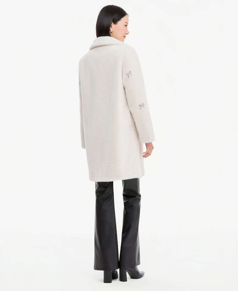 Cece Women's Faux-Fur Bow-Embellished Coat, Created for Macy's