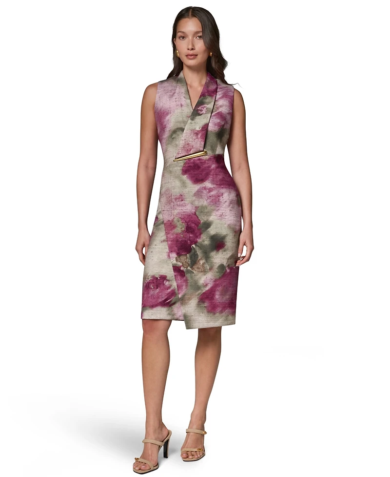 Donna Karan New York Women's Floral Sheath Hardware Dress