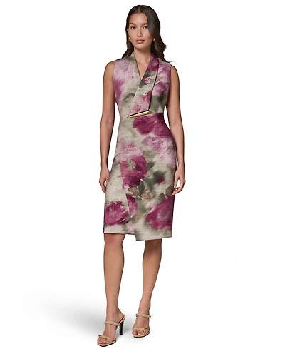 Donna Karan New York Women's Floral Sheath Hardware Dress