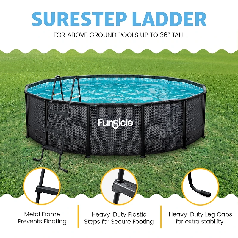 Funsicle 36" SureStep 3 Stair Outdoor Above-Ground Swimming Pool Ladder
