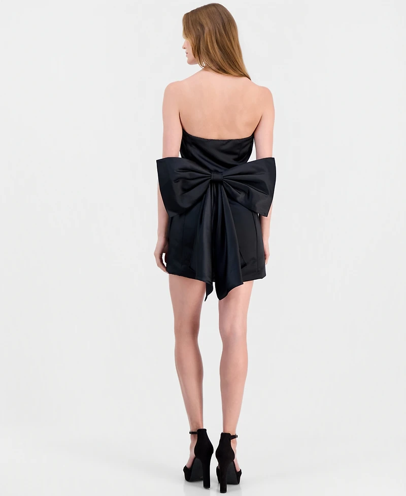 Lulus Juniors' Melody Bow Back Strapless A-Line Mini Dress
