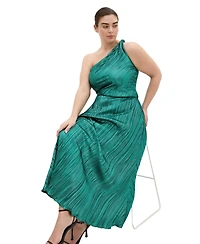 City Chic Plus Kamila One Shoulder Metallic Dress