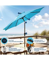 gaomon Outdoor 10FEET Table Market Patio Umbrella with 32 Solar Led Lights for Garden, Deck, Backyard and Pool