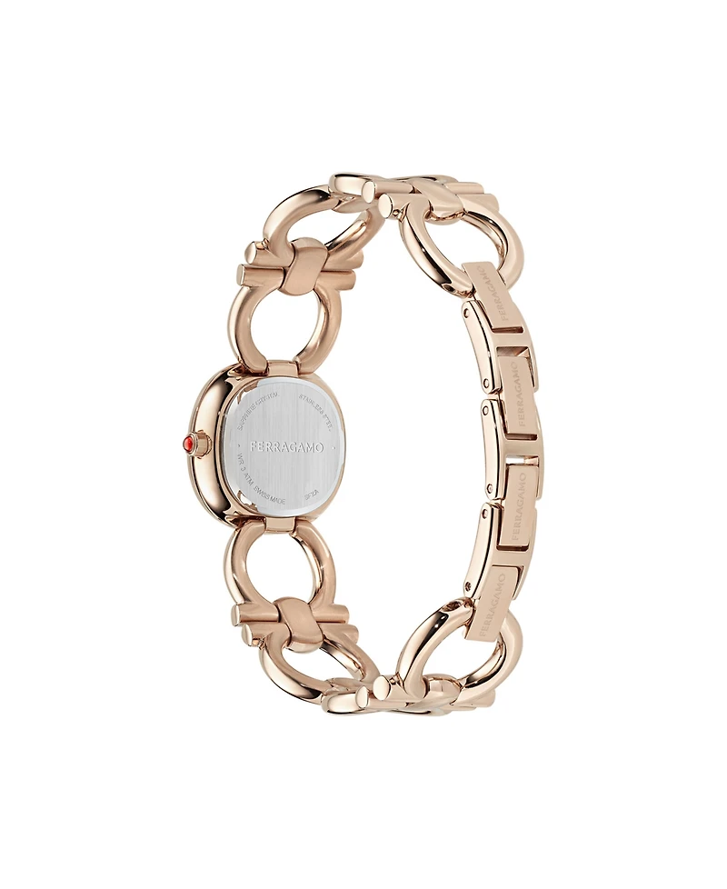 Ferragamo Women's Double Gancini Ip Rose Gold Stainless Steel Bracelet Watch 25mm