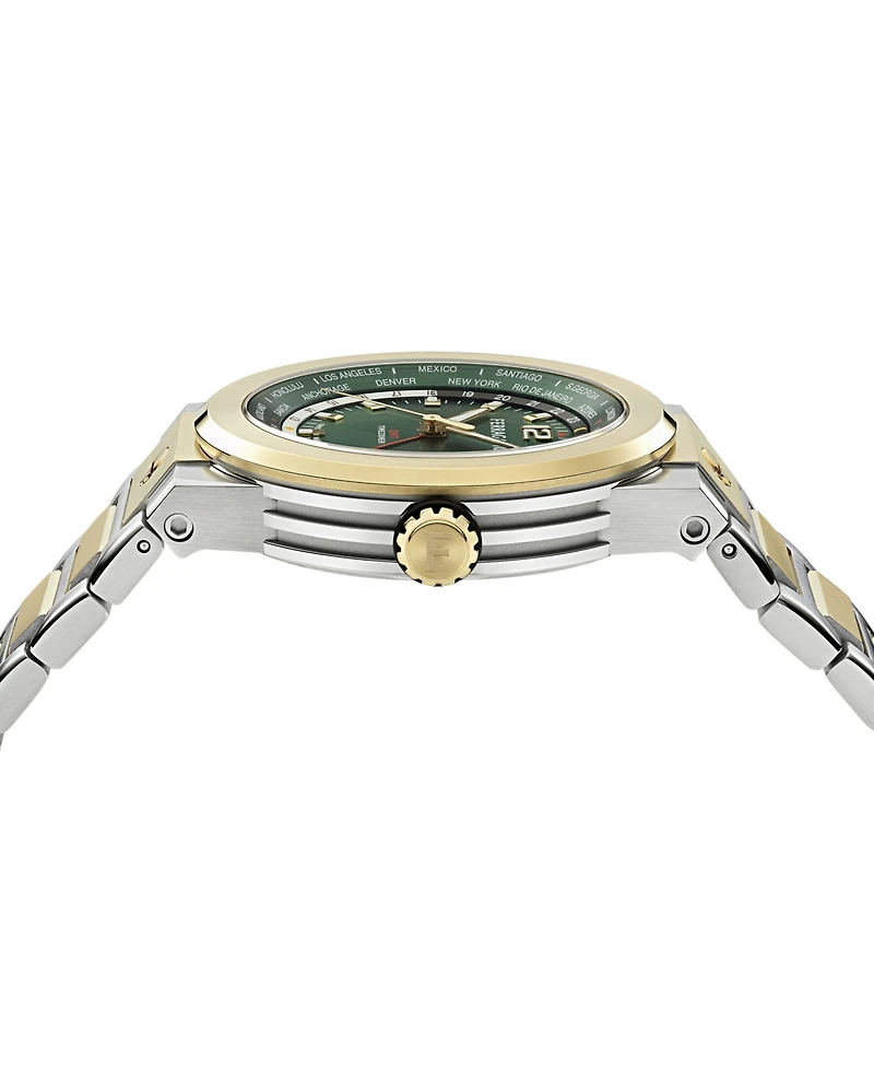 Ferragamo Men's F-80 Gmt Worldtime Two-Tone Stainless Steel Bracelet Watch 43mm