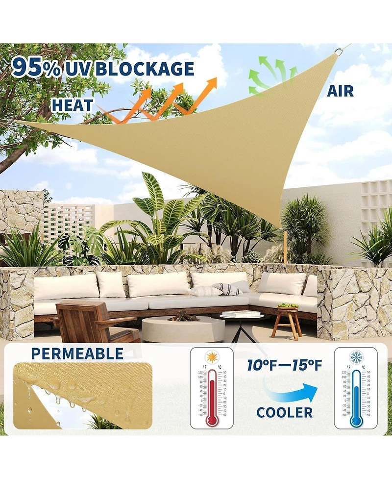 gaomon Sun Shade Sail 16' Triangle, Shade Cloth Canopy and Sunshade for Patio - Uv Block Outdoor Shade Sail for Backyard, Deck