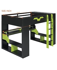 Streamdale Furniture Loft Bed with Power, Usb-c, Cable Mgmt, Rgb