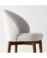 Maison Boucle Upholstered Barrel Dining Side Chairs with Walnut Wood Legs, Set of 2
