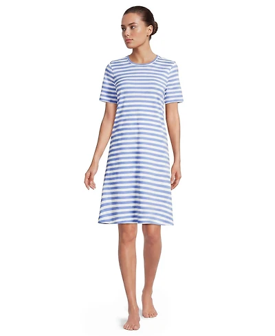 Lands' End Women's Cotton Interlock Short Sleeve Knee Length Gown