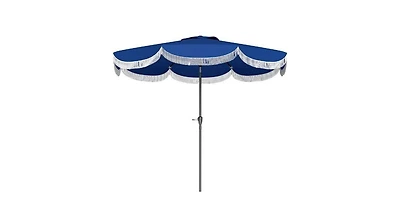 Clihome Outdoor Umbrella with Crank, Patio Umbrella, 8 Ribs, Push Button Tilt