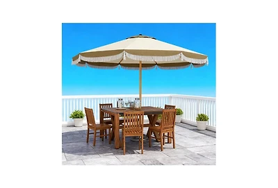 Clihome Outdoor Umbrella with Crank, Patio Umbrella, 8 Ribs, Push Button Tilt